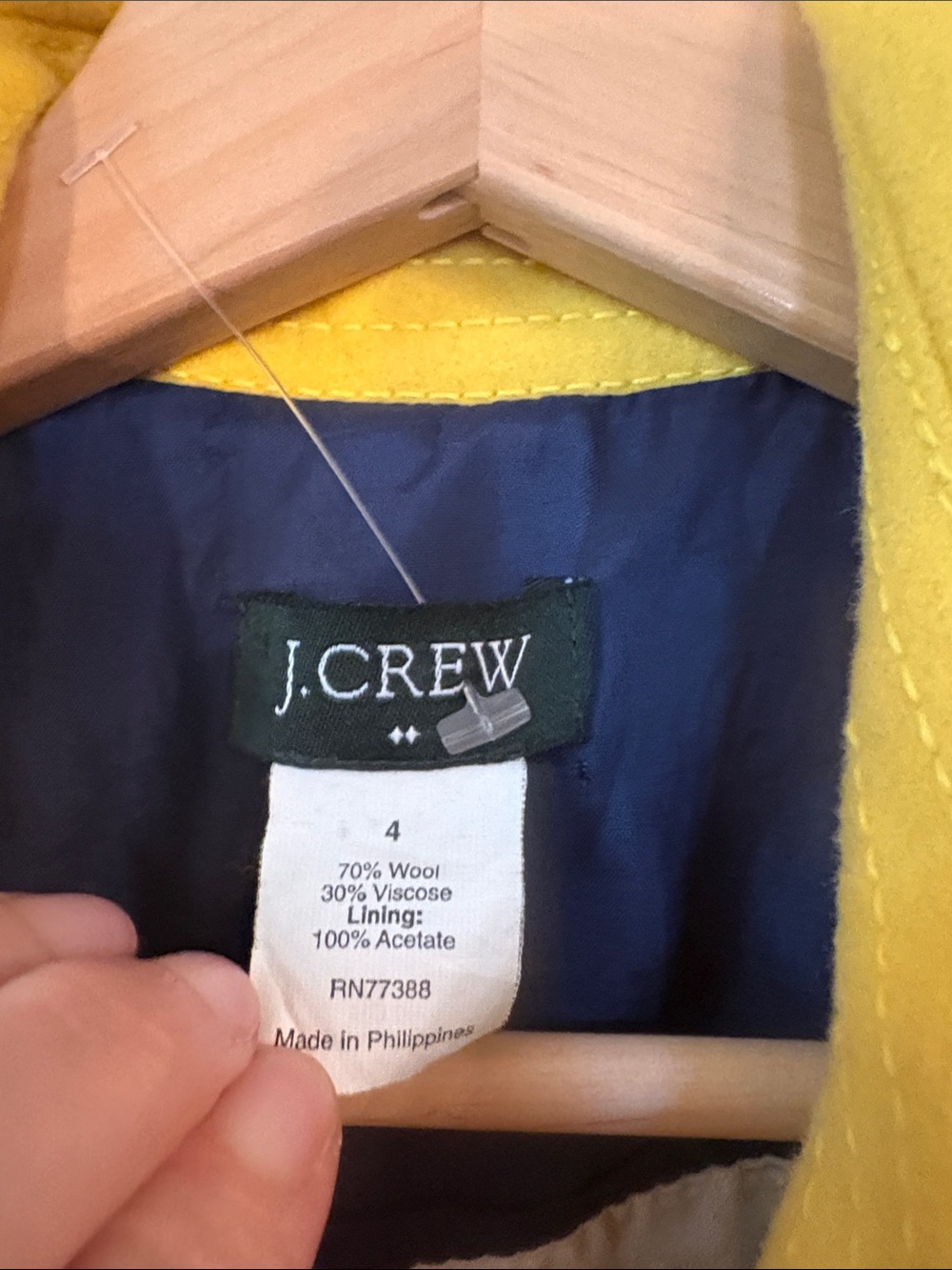 J Crew Stadium Cloth Majesty Bright Yellow Pea Coat Jacket Size 4 - Picture 8 of 13